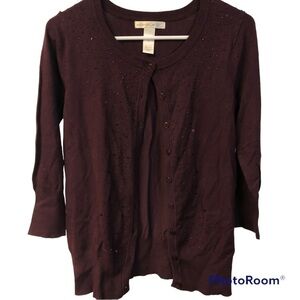 HILLARD & HANSON BURGUNDY CARDIGAN